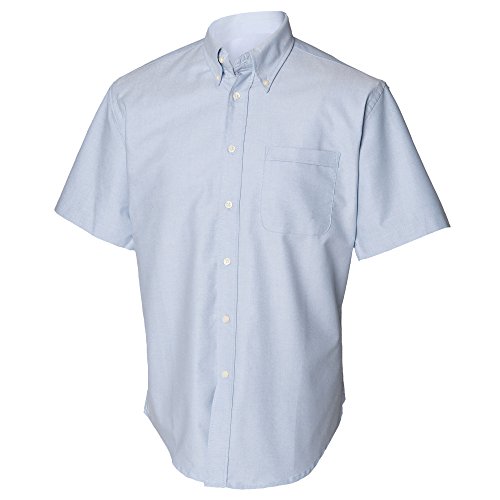 Henbury Herren Hemd / Oxfordhemd, enganliegend, kurzärmlig (Medium) (Blau)