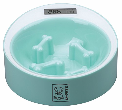 M-PETS 10520103 Hundenapf Anti-Schlingnapf Fressnapf Yumi Smart Bowl mit Waage, Mint/weiß