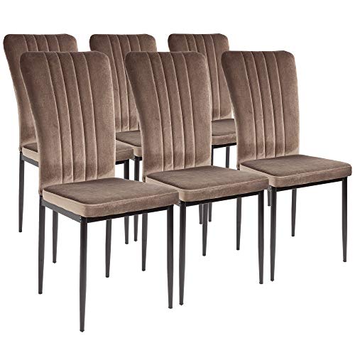 Unbekannt Albatros Esszimmerstühle mit Samt-Bezug 6er Set Modena, Braun - Stilvolles Vintage Design, Samt-Bezug, SGS geprüfter Polsterstuhl - Moderner Küchenstuhl, Stuhl Esszimmer oder Esstisch Stuhl