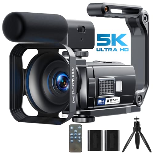 CAMWORLD Videokamera 5K Camcorder 56MP WiFi IR Nachtsicht Vlogging Kamera für YouTube 18X Digital Zoom 3-Zoll Touchscreen Recorder Kamera mit Mikrofon, 2 Batterien, Handstabilisator,Fernbedienung