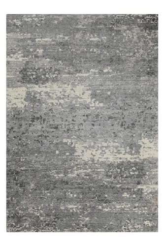Wecon Home Esprit Vintage Kurzflorteppich aus Wolle & Viskose mit sanftem Glanz und einzigartiger Textur. Hand-Carving für Wohnzimmer, Schlafzimmer und Arbeitszimmer - Brookville (200 x 300 cm, grau)