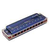 Harmonica 10 Hole Standard Harmonicas for Erwachsene Anfänger and Students (Color : Black) (Blue)
