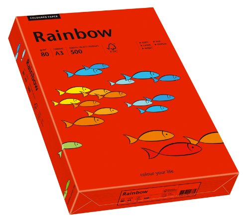 Papyrus 88042478 Drucker-/Kopierpapier farbig, Bastelpapier: Rainbow 80 g/m², A3 500 Blatt intensivrot