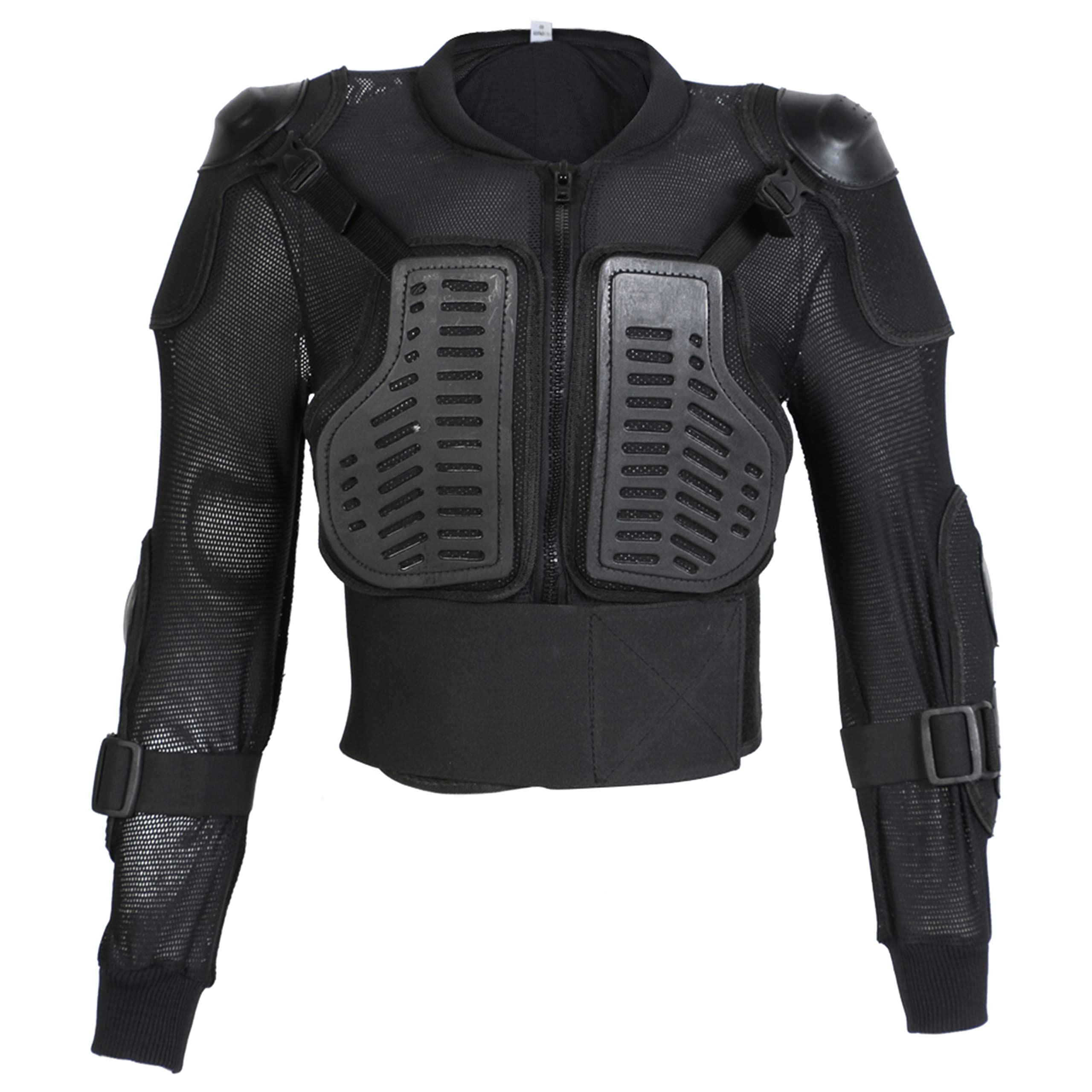 Texpeed - Kinder Motorradjacke Motocross jacke mit Rückenprotektor für sportliche Aktivitäten - Motorrad Brustschutz - Schwarz - 10 Jahre
