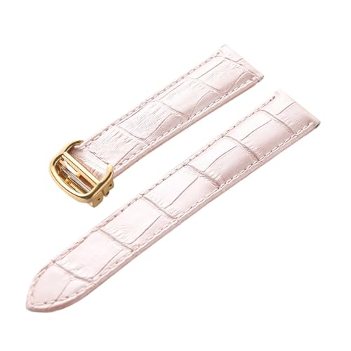 INEOUT Leder-Uhrenarmband, Erste Schicht, Rindsleder, Kompatibles Cartier Tank London-Uhrenarmband, Herren- Und Damenarmband-Zubehör (Color : Pink gold buckle, Size : 13mm)