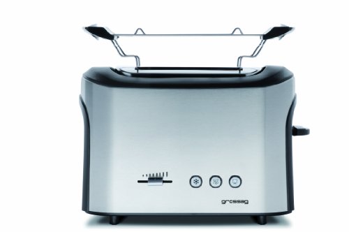grossag Automatik Toaster TA 64 2 Scheiben mit Brötchenaufsatz 740 W Schwarz-Edelstahl