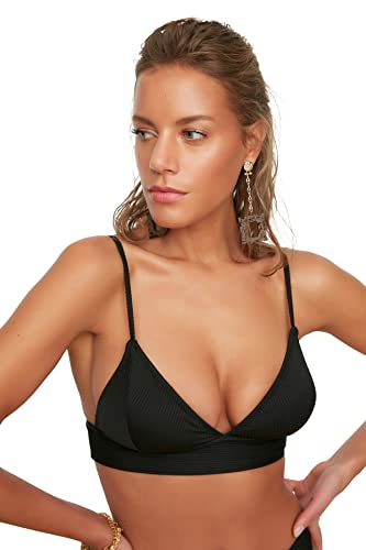 Trendyol Damen Strukturiertes Dreieck-bikini-top Bikini Top, Schwarz, 38 EU