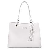 David Jones - Damen Schultertasche Weiche PU Leder - Frauen Große Tote Shopper Bag Lange Henkel - Handtasche Henkeltasche Tragetasche Elegante Arbeit City Alltags Shopping Reise Mode - Weiß