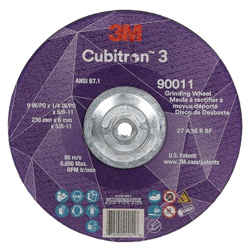 3M Cubitron 3 Schleifscheibe mit gepresster Mitte, 90011, 10 Stück, 36+, T27, 22,9 x 1/4 x 5/8-11 (230 x 6 mm x 5/8-11 Zoll), ANSI