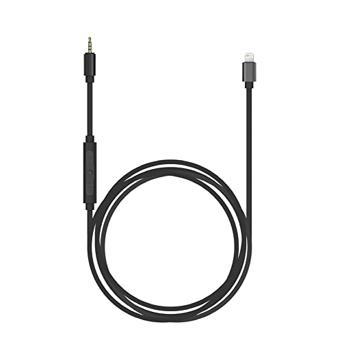 Koss Kabel-Lightning-Kabel, funktioniert mit Koss Utility Serie-System, In-Line-Mikrofon und Fernbedienung, MFi-zertifiziert, schwarz