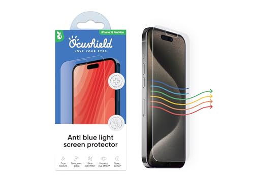 Ocushield Anti-Blaulicht, Displayschutzfolie aus gehärtetem Glas für iPhone (iPhone 15 Pro Max)