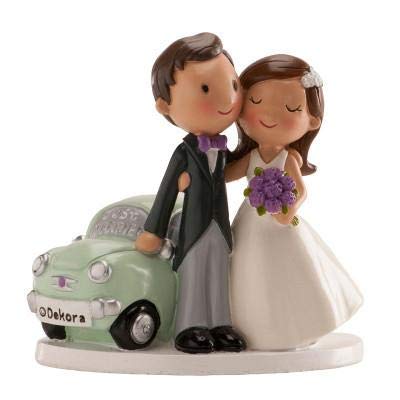dekora Hochzeitsdeko | Brautpaar Figuren Torte Hochzeitsdekoration-Just Married, Mehrfarbig, 12 cm