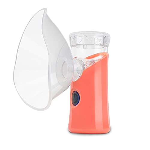 Tragbar Vernebler Set, Inhalator Vernebler für Kinder und Erwachsene, Inhaliergerät für Atemwegserkrankungen wirksam, USB-Laden (Orange-rot)