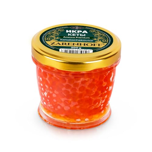 Kaviar Lachskaviar Alaska Keta Premium, 200 g Glas, Roter Ketalachskaviar, икра Кеты caviar Wildlachskaviar