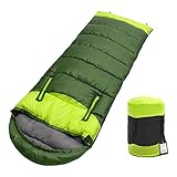 FJROnline 4-Jahreszeiten-Schlafsack, tragbar, leicht, Schlafsäcke mit Reißverschluss-Löchern für Arme und Füße, anschließbar, Camping zum Wandern, Reisen und Outdoor-Aktivitäten (grün)