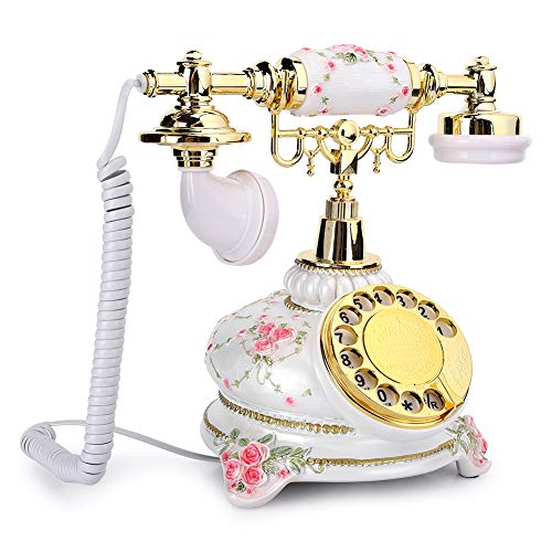 PUSOKEI Drehtelefon, Vintage Mobilteil Festnetztelefon Antikes Telefon Kabelgebundenes Retro Festnetztelefon für zu Hause, kann Wählscheiben erneut wählen und drehen