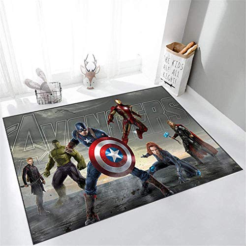 BILIVAN Marvel Carpet Avengers Teppich Cartoon Anime Miracle Teppich Wohnzimmer Schlafzimmer Rutschfester Teppich für Kinder (80 x 120 cm)