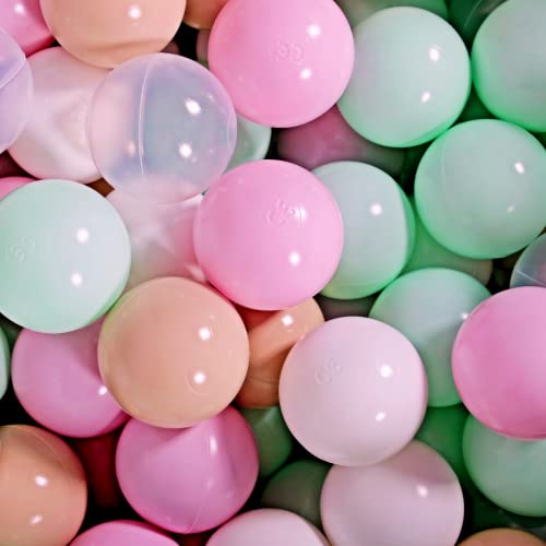 MEOWBABY 50 ∅ 7Cm Kinder Bälle Spielbälle Für Bällebad Baby Plastikbälle Made In EU Pastellrosa/Minze/Beige