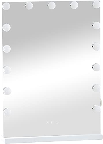 CLP Schminkspiegel Murrieta I Kosmetikspiegel Mit LED Beleuchtung I Hollywoodspiegel Mit USB, Farbe:weiß
