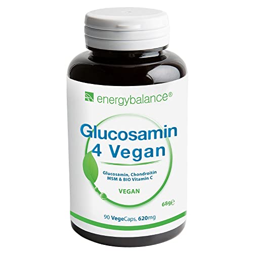 Glucosamin 4 Vegan 733mg pro Kapsel - Vier vegane Inhaltsstoffe in einem zum Wohlbefinden: Glucosamin, Chondroitin, MSM (Methylsulfonylmethan) und Hyaluronsäure (optimale Molekülmasse) - 90 Kapseln