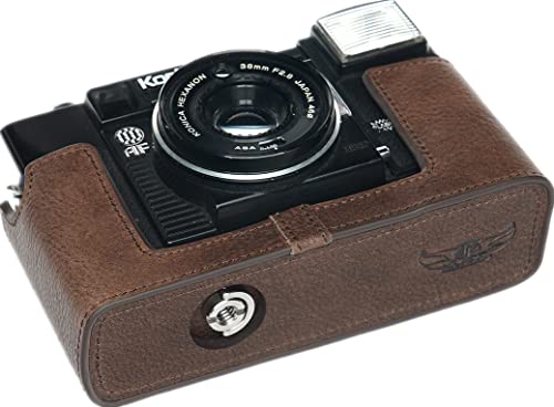 Kameratasche für Konica C35 AF, Zakao, handgefertigt, echtes Leder, mit Handschlaufe, Kaffeebraun