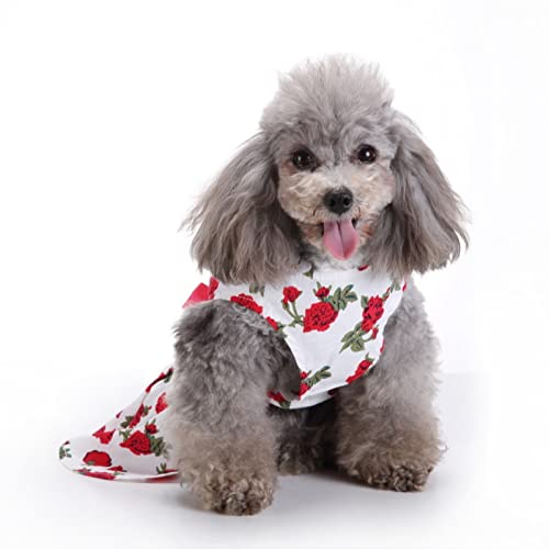 SUSOSU Haustier Kleidung Hunderock Wasserdruck Hundekleidung Rock Kleider für Kleine Mädchen Hunde Niedliche Haustierkleidung,Red 5,XS