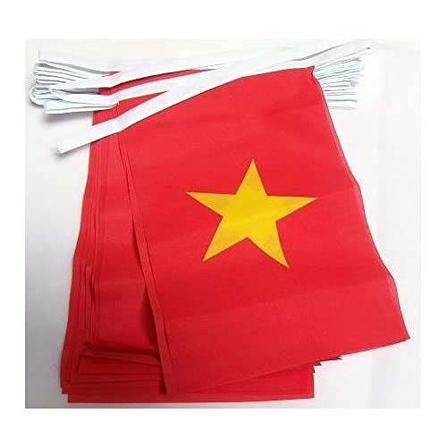 AZ FLAG FAHNENKETTE Vietnam 12 Meter mit 20 flaggen 45x30cm- VIETNAMESISCHE Girlande Flaggenkette 30 x 45 cm