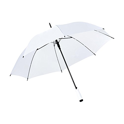 eBuyGB Large Golf Wedding Umbrella Colourful Automatic Brolly Sonnenschutz mit Regen-und Windbeständigkeit, Fiberglas-Rahmen, klassischer Schaumstoff-Griff, weiß, 94 cm