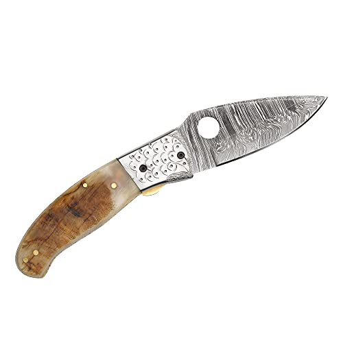 ExtaSea ARTS-Nature Damast Messer Klappmesser Taschenmesser olive-horn