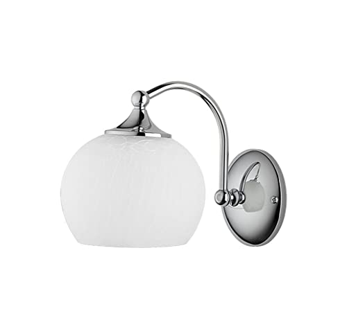 Elegante Wandlampe NABO Weiß Chrom Metall Glas Schirm Modern E27 Wandleuchte Badezimmerlampe