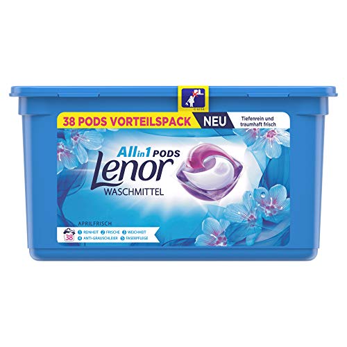 Lenor Waschmittel Pods All-in-1, 38 Waschladungen, Lenor Aprilfrisch mit Duft von Frühlingsblumen