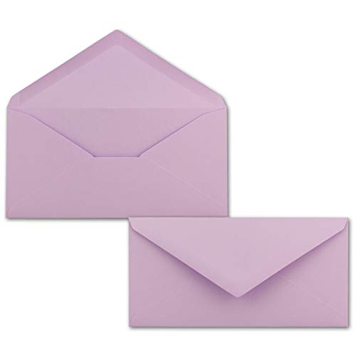 300 Brief-Umschläge Lila DIN Lang - 110 x 220 mm (11 x 22 cm) - Nassklebung ohne Fenster - Ideal für Einladungs-Karten - Serie FarbenFroh