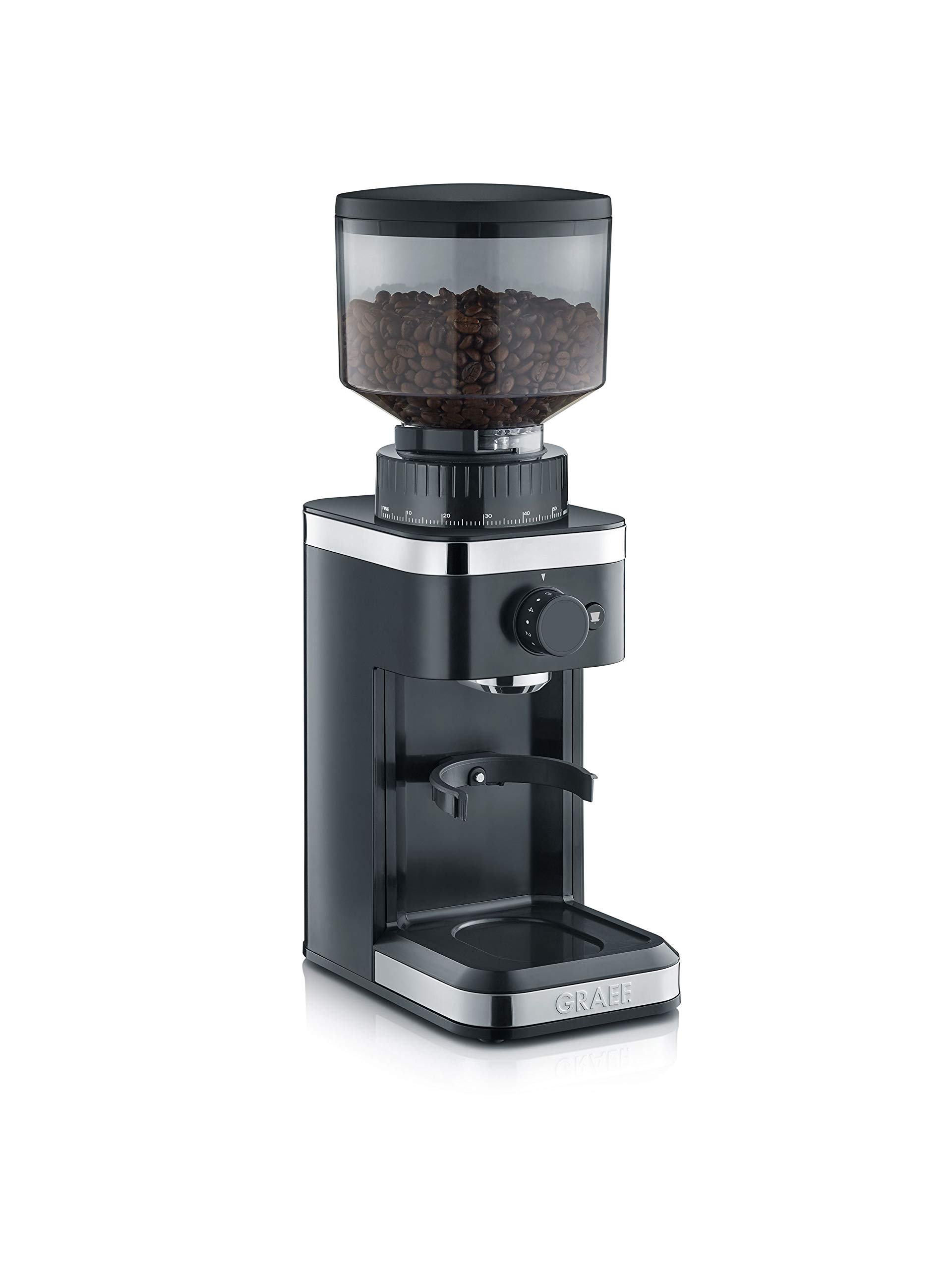 Graef CM502EU Kaffeemühle Schwarz Stahl-Kegelmahlwerk, 135, Edelstahl, 1 Load, Multicolor