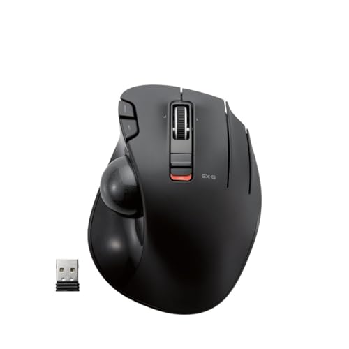 ELECOM M-XT3DRBK Wireless Trackball Mouse, 6-Button with Smooth Tracking Function, Video Gaming Sensor, Black