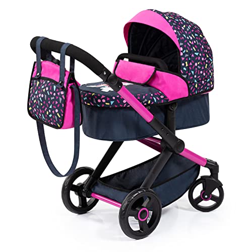 Bayer Design 17080AA Kombi-Puppenwagen Xeo mit Tasche, schwarz, rosa