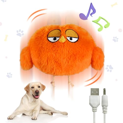 Gehanico Interaktives Hundespielzeug, lustiges Hunde-Bellgeräusch, niedlicher Plüschbezug, langlebig, bewegungsaktiviert, springender Ball, Spielzeug für Welpen, kleine, mittelgroße Hunde, über USB