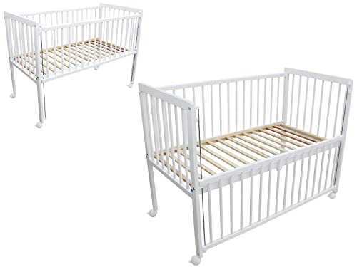 Micoland Kinderbett / Beistellbett / Babybett 2in1 120x60cm weiß
