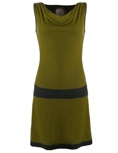 Vishes - Alternative Bekleidung - Ärmellose Tunika aus Biobaumwolle mit Wasserfallkragen Olive 44 (2XL)