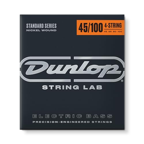 Dunlop DBN45100 Saiten für Bassgitarre (Nickel, Medium LT, Edelstahl, 45-100) 4 Stück