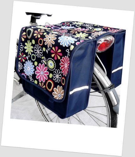 Kinder-Fahrradtasche Joy Satteltasche Gepäckträgertasche Fahrradtasche 2 x 5 Liter Farbe: 17 Flower Navy
