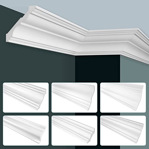 GRAND DECOR Stuckleisten Decke modern, PU Hartschaum weiß - 2m Deckenleisten glatt Abschlussleiste Stuckprofil Dekorleisten (2 Meter P834)