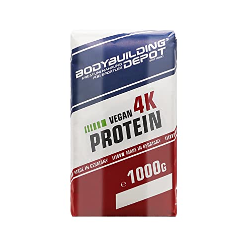 Bodybuilding Depot - Veganes Proteinpulver 1kg | Vegan 4k | umweltfreundlich in Papier verpackt | 100% pflanzlich | Sehr gute Löslichkeit | Natürlicher Geschmack (Neutral)