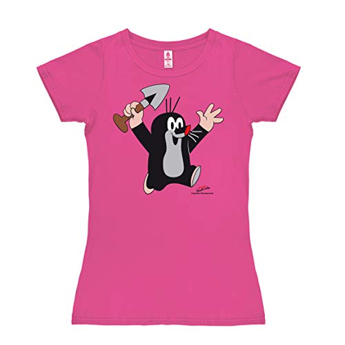 Logoshirt - TV - Der kleine Maulwurf - Juhu - T-Shirt Damen - pink - Lizenziertes Originaldesign, Größe M