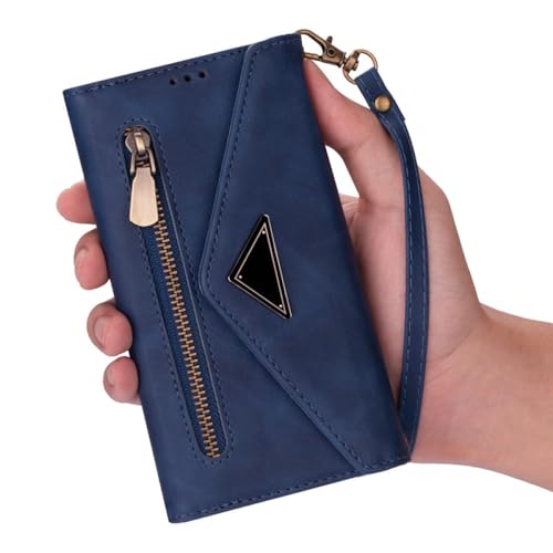 Reißverschluss-Brieftaschenhülle für Samsung Galaxy S21 Ultra S20 FE Note20 S20 Plus A12 A32 A52 A72 A51 A71 5G Umhängetasche, Blau, S10E