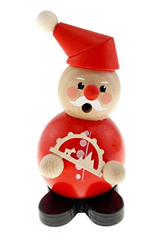 Hess Holzspielzeug 40001 - Kugelräuchermann aus Holz, Weihnachtsmann mit Lichterbogen, ca. 12 cm, Dekoration für die Advents- und Weihnachtszeit aus dem Erzgebirge