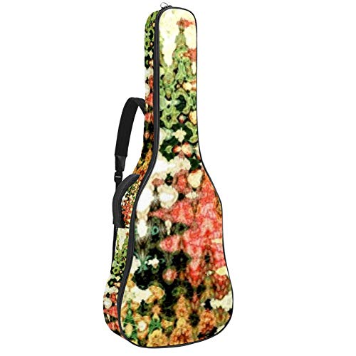 Gitarren-Gigbag, wasserdicht, Reißverschluss, weicher Gitarren-Rucksack, Bass-Akustik- & Klassische Folk-E-Gitarrentasche, Blumenmuster