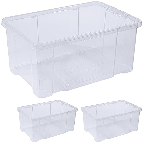 ARTECSIS 3 Aufbewahrungsboxen aus Plastik S, 5L - 30x19x14 cm, OHNE Deckel, Eurobox, stapelbar, Drehstapelbox