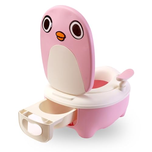 wuuhoo® Kinder Töpfchen Pingu - Kinderklo mit herausnehmbarer Schublade, Babytöpfchen, Toilettentrainer für Babys und Kleinkinder ab 2 Jahren rosa