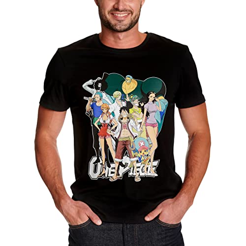 Elbenwald One Piece T-Shirt Group Frontprint Baumwolle Herren Damen schwarz - XXL