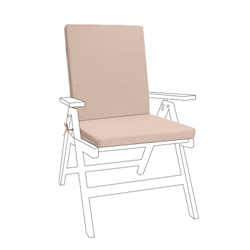 Gardenista Garden Premium Stuhl Sitzpolster | Sichere Bindestränge und elastischer Rückzug über dem Rücken | Wasserresistent | Geeignet für Innen- und Außenbereiche | Faltenbar und leicht (Stein, 1)